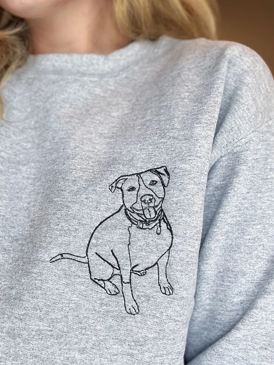 Custom Photo Outline Embroidery Sweatshirt/Hoodie