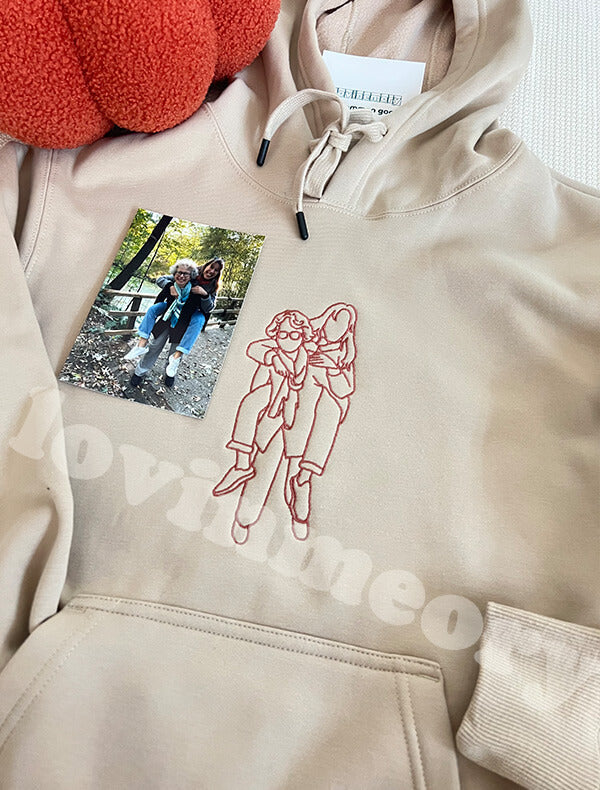 Custom Photo Outline Embroidery Sweatshirt/Hoodie