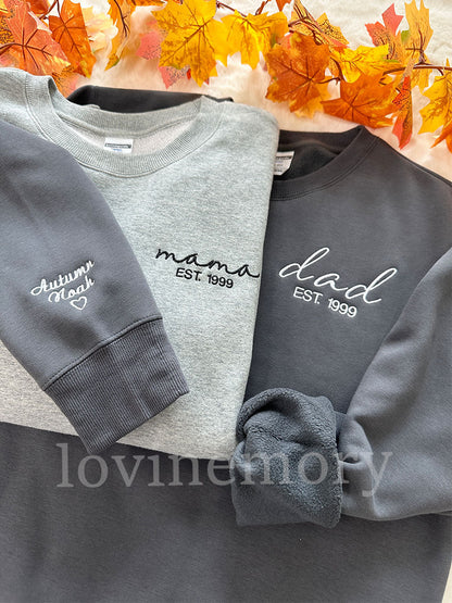 Custom Mama/Dad Embroidered Sweatshirt/Hoodie