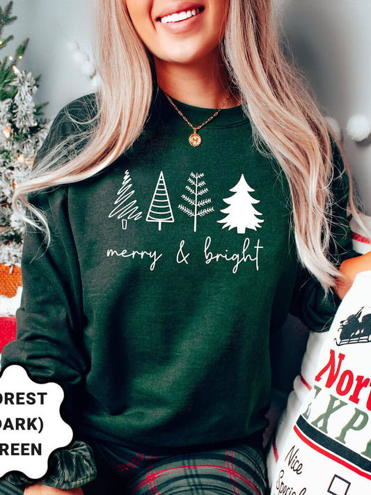 Merry Bright Christmas Trees Sweatshirt