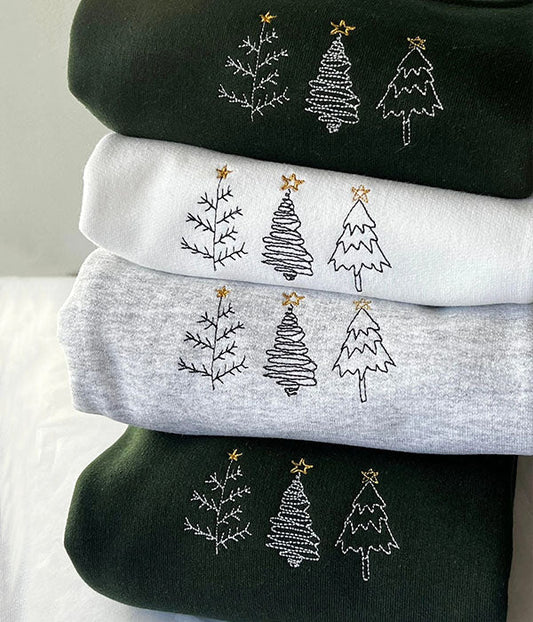 Embroidered Christmas Tree Vintage Sweatshirt/Hoodie